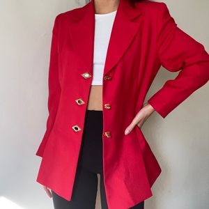 Vintage Sleek Cherry Red Blazer